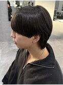 メンズマッシュウルフニュアンスパーマシースルー韓国風ツーブロ