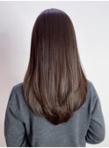 ロングココアベージュ韓国ヘア顔周りレイヤー_ba571191