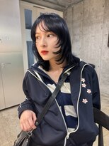 ナヌーク ダイカンヤマ(nanuk daikanyama) ミディアムレイヤーハッシュカットブルーブラックダブルカラー