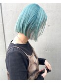 【堀惠洋平】ボブ　ハイトーン　ターコイズブルー　ブリーチ
