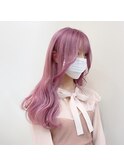 韓国風ロングヘアヨシンモリペールピンクハイトーンカラーmaaya