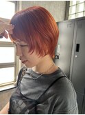 ウルフカット×オレンジカラー