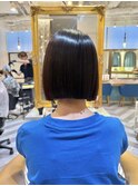 ブリーチなしチェリーブラウン髪質改善縮毛矯正酸性ストレート