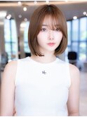 20代30代大人かわいい/シルキーベージュ/ストレートボブ/前髪
