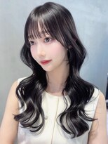 アルバム 新宿(ALBUM SHINJUKU)&nbsp;暗めカラー前髪カット顔周りレイヤー韓国ヘアロング_F20865