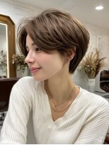 レリーノーブル 西宮北口(RelyNoble)&nbsp;白髪ぼかしショートボブ×大人かっこいい[西宮北口/髪質改善]