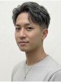 スキンフェードアップバングワイルドビジネスアッシュブラック