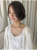 前下がりボブ 伸ばしかけヘア ヌーディーカラー