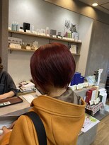 ブロッサム 東中野店&nbsp;ハイトーンカラーミルクティーベージュミニウルフ丸みボブ