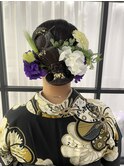生花アレンジ 振袖ヘア