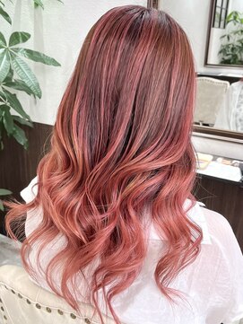 ベルヘアーデザイン 堺東(Belle hair Design) バレイヤージュ外国人風イルミナカラーレッドグレージュ堺東