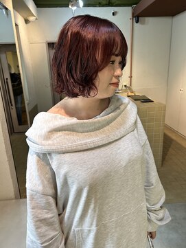 ハル ヘアスタジオ(haRu hair studio) チェリーレッド × ボブパーマ
