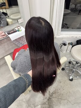 チャプター 問屋町(chapter) 透明感ケアカラーブリーチなしカシスワインレッド髪質改善