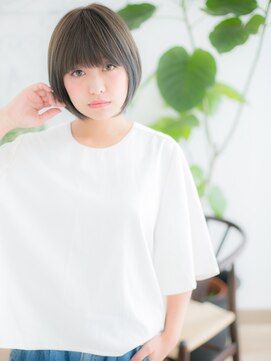 ネル 仙台(Nelu) 仙台/髪質改善/オリーブグリーン×小顔レイヤーボブショートe