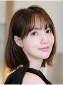 表参道白髪ぼかしハイライトミディアムボブアッシュグレー30代