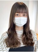 前髪カット_グレーベージュレイヤーロング前髪パーマ__ba470181