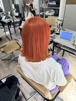 アジールヘア 所沢プロペ通り店(agir hair)&nbsp;ビビットオレンジボブレイヤーカットウェットヘアブリーチ所沢
