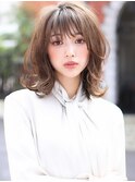ふんわりミディ/ひし形/ココアブラウン/フリンジウェーブ
