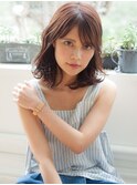 セミウェット艶髪暖色ピンクブラウングレージュひし形くびれヘア