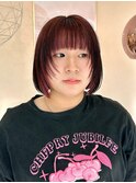 レイヤーボブ×チェリーレッド×インナーカラー