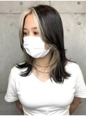 フェイスフレーミングハイライト×外ハネミディアム◎