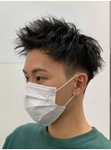 アップバング短髪ツイストスパイラルブリーチパーマツイスパ