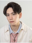 韓国ヘアカルマパーマコンマバングセンターパート黒髪ウルフ