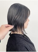 【松戸 松田】切りっぱなしボブ 細目ハイライト グレー