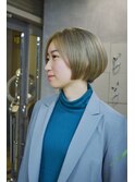 プラチナベージュボブ/大人ベージュショート/白髪ぼかし/ボブ