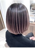 レイヤーボブ/ピンクグレージュハイライトバレイヤージュ
