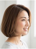 透け感ワンレンボブ川越/ハイライト/白髪ぼかし/白髪染め
