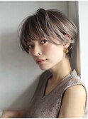 白髪ぼかし脱白髪染め似合わせショートボブ40代50代60代