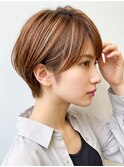小顔透明感◎ミルクティーブラウンボブ×レイヤーウルフカット