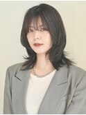 ミディアムレイヤー/前髪あり/顔まわりレイヤー/20代/30代