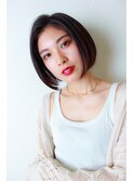 大人かわいい暗髪ワンレンボブ