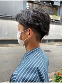 ニュアンスパーマツーブロックメンズマッシュパーマメンズカット
