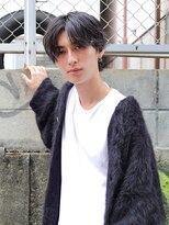 スリール バイ ミリー 江坂(Sourire by milly)&nbsp;【Sourire江坂】黒髪マッシュパーマ波巻きセンターパートウルフ