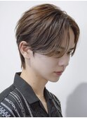 韓国ヘアカルマパーマカルマバングセンターパート黒髪ウルフ