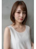 大人かわいい前髪セシルカットココアブラウンフリンジウェーブ