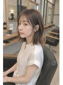 切りっぱなしミディアムレイヤーボブ