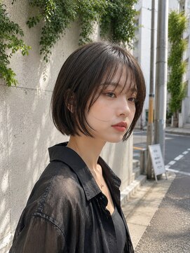 フェイス 石川町 (FACE) 丸みボブ×オリーブベージュ｜小顔ナチュラルボブ