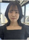 顔まわりカット/レイヤーカット/韓国/ロングセミディ/グレージュ