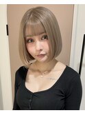 縮毛矯正/髪質改善トリートメント/ミディアムヘア/グレージュ