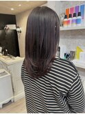 福山美容室carry ロングレイヤー韓国風レッドブラウン40代50代