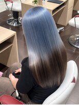 アース いわき店(HAIR&MAKE EARTH)&nbsp;ブルーシルバー×ダークグラデーションロング
