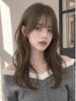 ユーフォリア 青山(Euphoria) ロング波ウェーブレイヤーシースルーバングアッシュブラウン青山