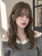 ユーフォリア 青山(Euphoria) ロング波ウェーブレイヤーシースルーバングアッシュブラウン青山