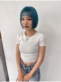 シアンカラー＋ボブ