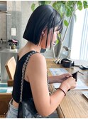 地毛風カラー×切りっぱなしボブ