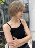 海外ヘア ハイトーン耳掛けボブ プラチナブロンド A0802 表参道